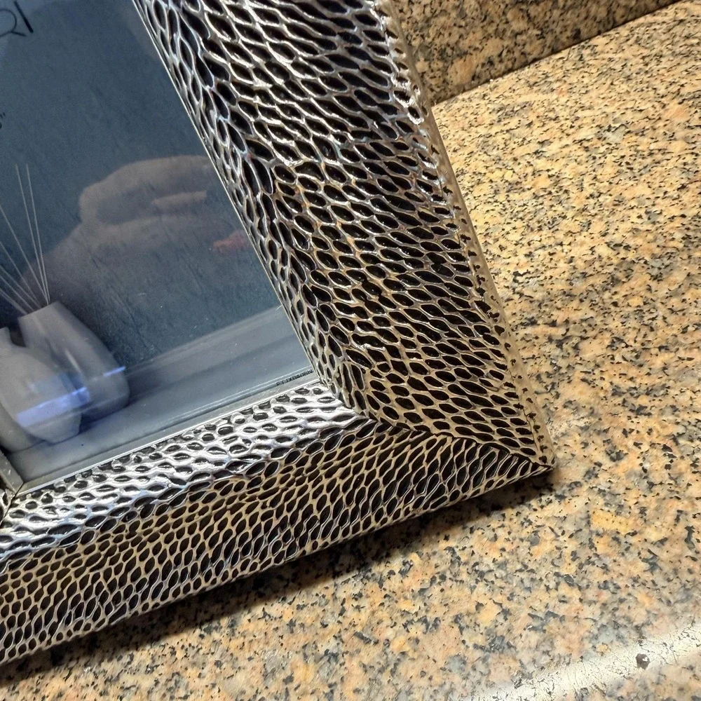 Tahari Home Picture Photo Frame 4x6 Silver Snakeskin Textured Tabletop Decor
